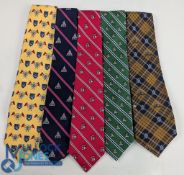 Selection of Five Masters Tournament Golf Neck Ties, from a good home and in good condition