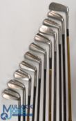 11x Tom Stewart irons comprising 6x Own model and 5x stamped Tom Morris - all with coated steel