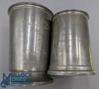 Two Pewter Golf Tankard awards, for a Daily Telegraph and Morning Press Tournament - pewter tankard,