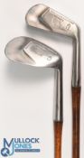 Geo Nicholl's 'Akurasy Wizard' rustless golf irons (2) numbered #4 and #8 (M.R.) to the flanged