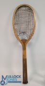 F H Ayres The Wilding Wooden Lawn Tennis Racket c1910 - with interesting lamination to lower part of