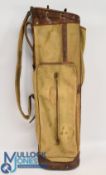 Vintage 'Bryant' leather and canvas Golf Bag labelled Made in England', shoulder strap, external