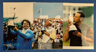 Collection of Open Golf Champions large colour press size photographs (4) each player holding the