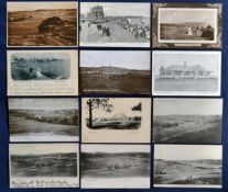 Interesting collection of early English coastal links black and white golfing postcards (12) to