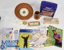 Golfing Memorabilia and Ephemera (Qty) to include a Seve Ballesteros singed golf glove, Steven