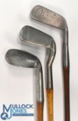 3x Anti Shank irons - to includes a Smith's Patent Mitchell & Co Manchester retailer marked