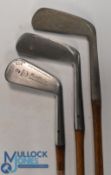 3x George Nicol Golf clubs - 2x Nap putters by F Stickley of East Devon GC straight blades and a