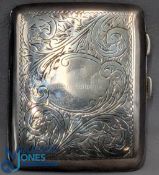 1920 Birmingham Siver Cigarette Case, engraved Horace Rawlins 1895 US Open winner, Rhode Island