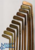 10x Assorted brass and gun metal putters incl wry neck, Anderson of Anstruther straight blade,