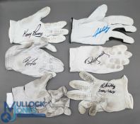 6x Signed Golf Gloves, all match worn condition with good signatures of Simon Lilley, Michael
