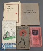 4x Period The Rules of Golf Booklets, a 28th Sept St Andrews approved red booklet, 1933 Rules of