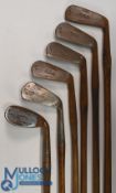 6x Assorted Winton golf irons incl a Fairlie's patent anti-shank, a niblick, 2x mashies, 2x No4