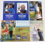 6x Winners Signed Open Golf Championship Programmes to include Greg Norman 1993, Nick Price 1994,