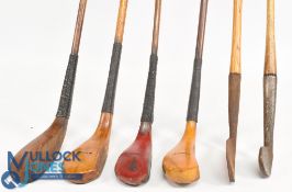 Collection of early Longnose and Smooth Faced replica Golf Clubs - stamped with H Philp, T Morris,