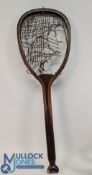 c1891 'Tournament 3' lawn tennis racquet by Bussey & Co, with a striking fishtail (slight damage