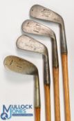 4x Tom Stewart irons to incl a mid iron with punch dot to the toe, another mid iron indistinctly