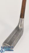 Cowan Duplex alloy rectangular putter with high, ridged crown, short bore thro' hosel, square meshed