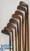 8x Various Golf irons incl Tom Trap jigger, Stag mashie, Cochranes iron, The St Andrews GC iron,