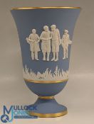 Wedgwood Blue Jasperware Golf Trophy Vase, 2000 MGC Andersen Consulting match play championship from