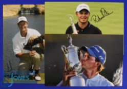 3x South African Golf Players Winners signed press colour photographs to incl Ernie Els (Alfred