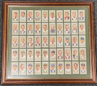 John Player 1934 Cricket Cigarette Cards full set of 50, mounted and framed loose, in good clean