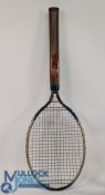 c1923 New Drayton Ohio No.7 metal and wooden handle Tennis Racket, with original steel strings,