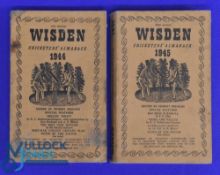 John Wisden's Cricketers Almanacks 1944 and 1945 - 2x softback books with some worn edges, small
