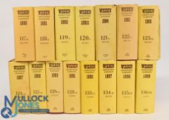 15x hardback John Wisden Cricketers Almanacks 1980-1999 - good condition
