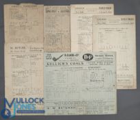 1920-1923 Cricket Score Cards, to include a worn 1920 Somerset v Warwickshire, Somerset v