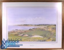 Bill Waugh Golf Print Royal Dornoch - the 10th Fuaran, a large print signed and numbered in pencil