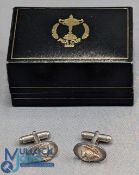 2009 PGA Cup Golf Silver Cufflinks, with thistle - marked 925, in original case