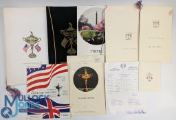 1967-1975 Ryder Cup Golf Menus and related golfing ephemera, to include 1967 victory dinner honour