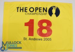 2005 Tiger Woods and Jack Nicklaus Open Golf Championship Souvenir No.18 Hole Pin Flag - played at