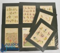 8x 1920 Punch Golf Cartoon Prints, modern reissued collection of 8 all well mounted ready for