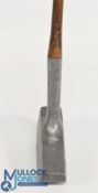 WA Woof of Cheltenham slim centre shafted dual faced alloy putter with severely curved sole with