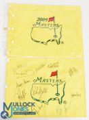 Multi Signed Masters Golf Pin Flag featuring autographs such as Phil Mickelson, Bubba Watson,