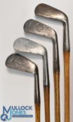 4x Tom Stewart Ladies golf irons to incl a mashie and mid iron stamped Fred Collins Llandudno,