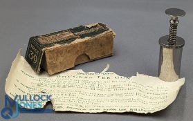 Scarce Douglas Pat Golf Ball Sand Tee Mould - cylindrical spring-loaded sand tee mould stamped 