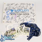 Barclays Scottish Open Golf Championship profusely signed pin flag and 4x season tickets and 2x