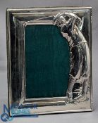 Sheffield 1997 Silver Hallmarked Golf Picture Frame, embossed as a period golfer - size #14cm x