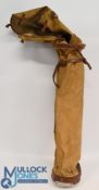 Vintage leather and canvas Golf carry Bag with shoulder strap and external pocket, ideal for the