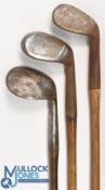3x Smooth faced rut niblicks of varying sizes all devoid of maker's marks, smallest head has a