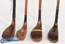 4x Wooden socket and scare neck mallet head putters to incl an Auchterlonie in dark stained