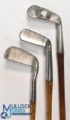3x Various irons to incl a heavy lump back lofting iron smf, Smith's patent anti shank iron with