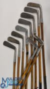10x Assorted bright metal putters incl a Cochrane swan neck, AP Howells straight blade, Super wry