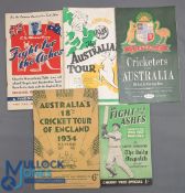 5x Official Australian Cricket Tour Souvenir Programmes, guides to include 1934 Australia's 18th
