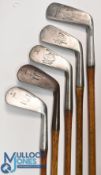 5x Various Tom Stewart golf irons and putter to incl W Ritchie, Worplesdon stamped mashie with