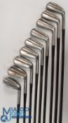 9x Tom Stewart 'Stewart Supreme' model pyratone shafted irons features 3x 2 irons, 3 iron, 4 iron, 5