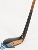 c1905 R Forgan of St Andrews scare neck long nose slim head putter in dark stained persimmon, fitted
