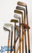 9x Good mixed bag of various golf clubs - to incl a Mills DA model alloy metal wood (short), brass